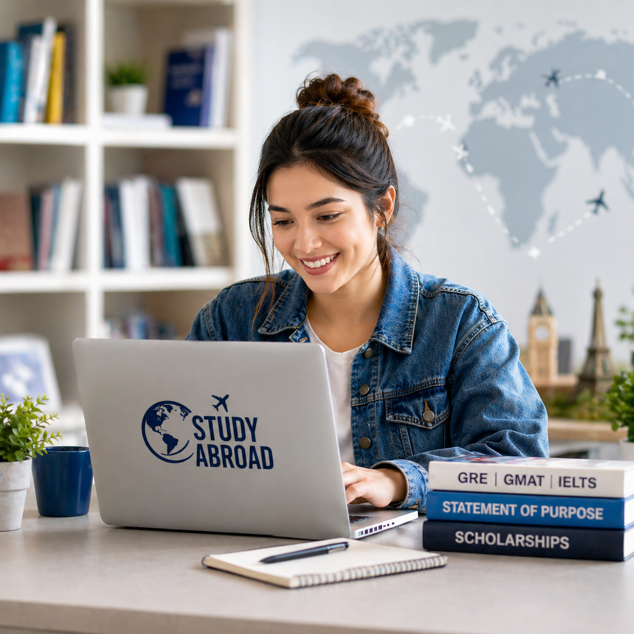 Happy student ready to study abroad