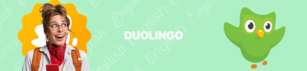 Woman with Duolingo